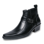 Herren Stiefeletten mit Schnalle - Elegante Lederstiefel-Schwarz-39-Luzern Mode
