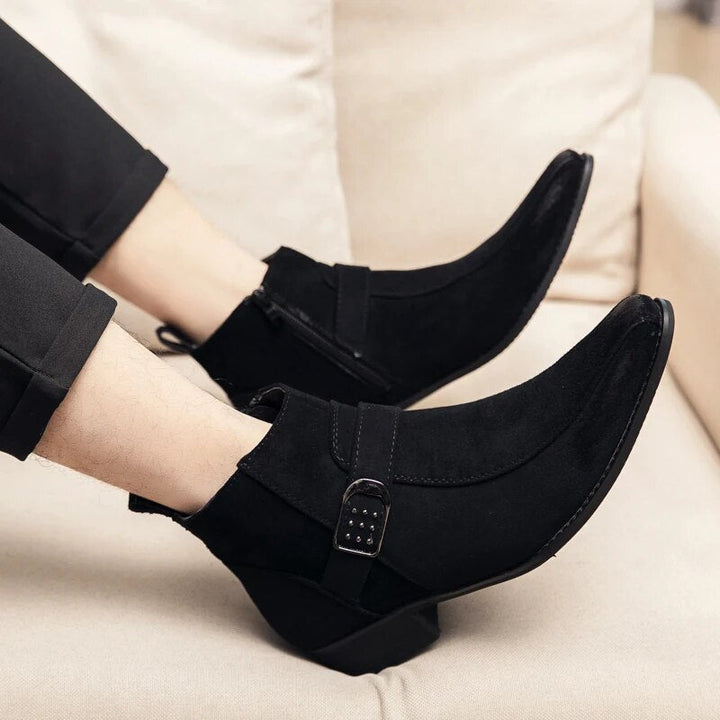 Herren Stiefeletten mit Schnalle - Elegante Lederstiefel-Werte hinzufügen-39-Luzern Mode