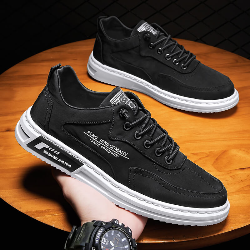 Herren Sneaker mit Komfortsohle und modernem Design-Schwarz-39-Luzern Mode