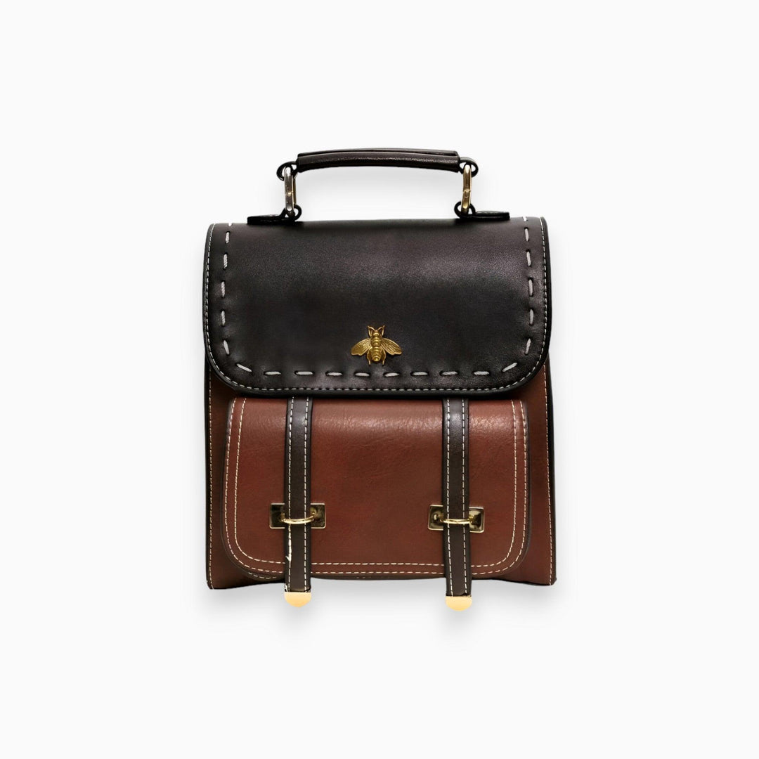 Leder Rucksack mit Bienenmotiv - Stilvoller Damenrucksack-Braun-One size-Luzern Mode
