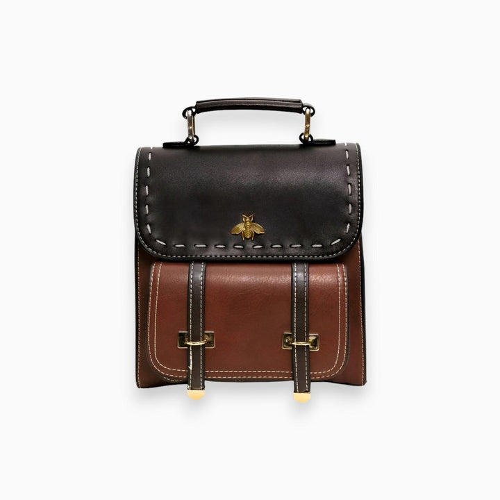 Leder Rucksack mit Bienenmotiv - Stilvoller Damenrucksack-Braun-One size-Luzern Mode