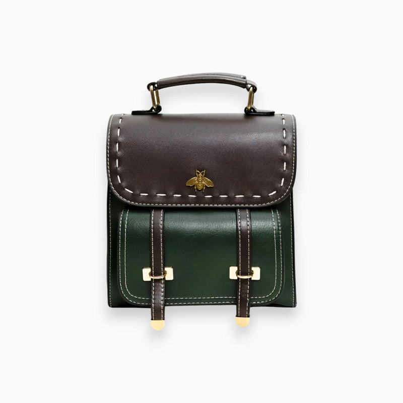 Leder Rucksack mit Bienenmotiv - Stilvoller Damenrucksack-Grün-One size-Luzern Mode
