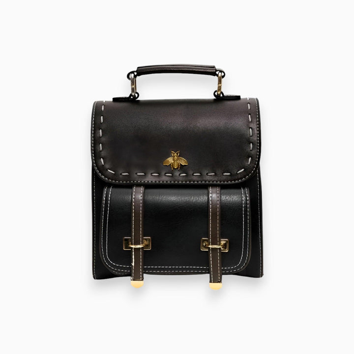 Leder Rucksack mit Bienenmotiv - Stilvoller Damenrucksack-Schwarz-One size-Luzern Mode