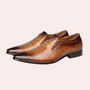 Hochwertige Herren Loafer aus Leder mit Prägung-Braun-39-Luzern Mode