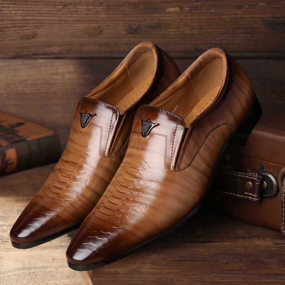 Hochwertige Herren Loafer aus Leder mit Prägung-Luzern Mode