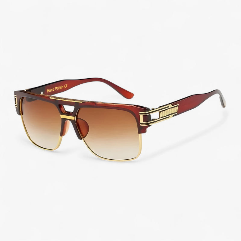 Sonnenbrille | Eckig | Unisex | Verspiegelt | UV-400 Schutz | Retro-Braun-Luzern Mode