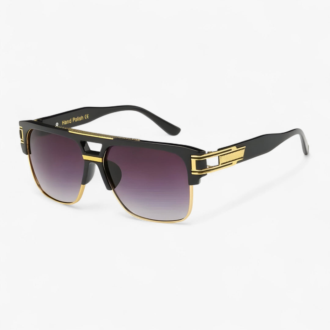 Sonnenbrille | Eckig | Unisex | Verspiegelt | UV-400 Schutz | Retro-Glänzend Schwarz-Luzern Mode