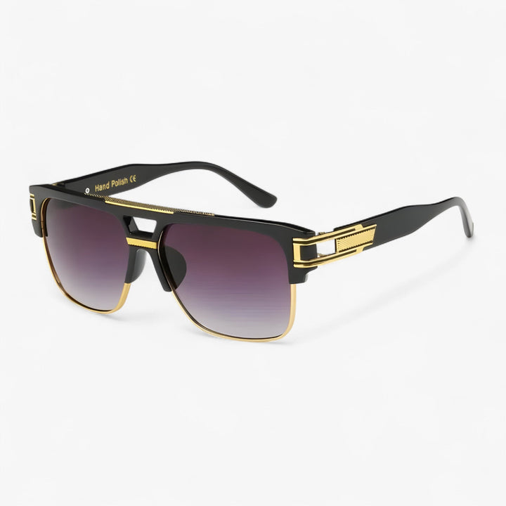 Sonnenbrille | Eckig | Unisex | Verspiegelt | UV-400 Schutz | Retro-Glänzend Schwarz-Luzern Mode