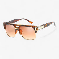 Sonnenbrille | Eckig | Unisex | Verspiegelt | UV-400 Schutz | Retro-Leopard-Luzern Mode
