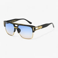 Sonnenbrille | Eckig | Unisex | Verspiegelt | UV-400 Schutz | Retro-Schwarz Hellblau-Luzern Mode