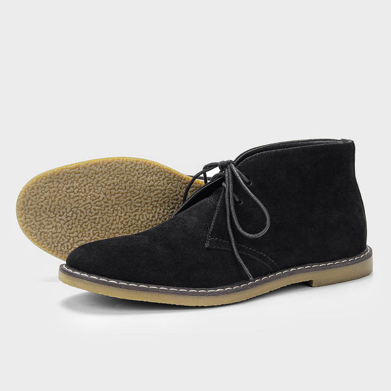 Herren Lederstiefel Business Casual Elegante Schnürschuhe-Wildleder Schwarz-39-Luzern Mode