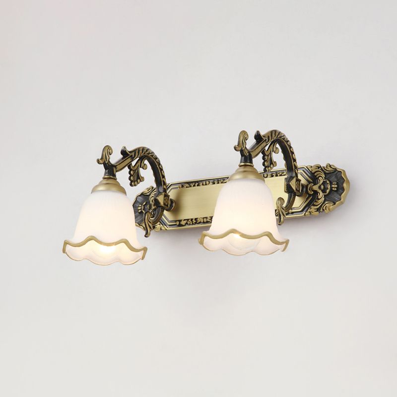 Vintage Design Wandleuchte | E14 LED | Metall | Glas | 2-oder3-flammig-Bronze-2 Flammen-Luzern Mode