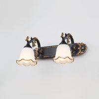 Vintage Design Wandleuchte | E14 LED | Metall | Glas | 2-oder3-flammig-Schwarz und Gold-2 Flammen-Luzern Mode