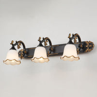 Vintage Design Wandleuchte | E14 LED | Metall | Glas | 2-oder3-flammig-Schwarz und Gold-3 Flammen-Luzern Mode
