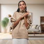 Oversized Damen Rollkragenpullover - Strickmode Wintertrends 2023-Beige-S-Luzern Mode