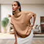Oversized Damen Rollkragenpullover - Strickmode Wintertrends 2023-Braun-S-Luzern Mode