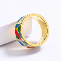 Emaille-Zirkonia-Ring | Vergoldetes Silber Stilvoll Farbig Einzigartig Trendi-Luzern Mode