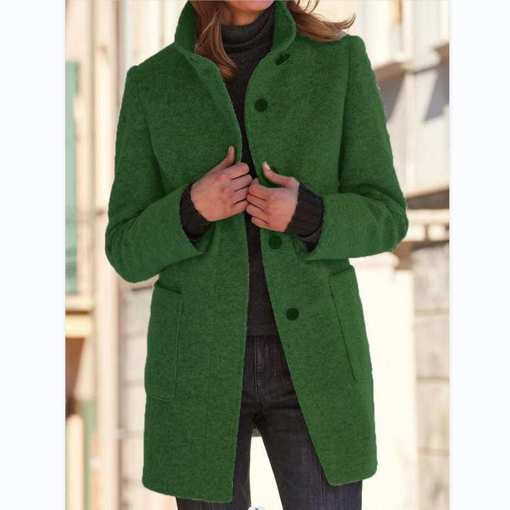 Damen Wollmantel elegant warm Winterjacke modisch-Grün-S-Luzern Mode