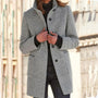 Damen Wollmantel elegant warm Winterjacke modisch-Hellgrau-S-Luzern Mode