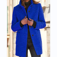 Damen Wollmantel elegant warm Winterjacke modisch-Himmelblau-S-Luzern Mode