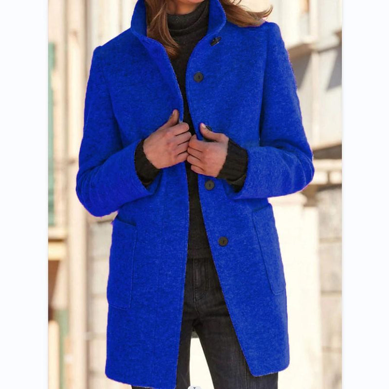 Damen Wollmantel elegant warm Winterjacke modisch-Himmelblau-S-Luzern Mode