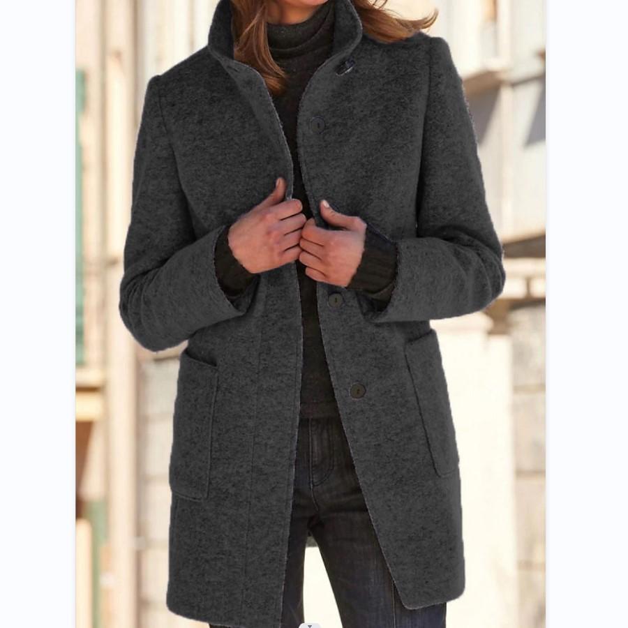 Damen Wollmantel elegant warm Winterjacke modisch-Schwarz-S-Luzern Mode