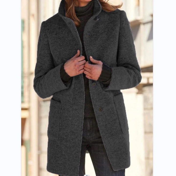 Damen Wollmantel elegant warm Winterjacke modisch-Schwarz-S-Luzern Mode