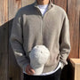 Herren Strickpullover mit Reißverschluss für Herbst/Winter-Grau-XS-Luzern Mode