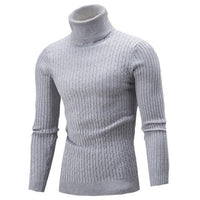 Herren Rollkragenpullover Strickmode Winter Warm Trend-Grau-S-Luzern Mode