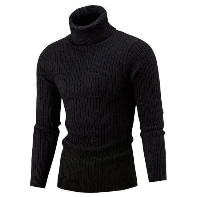 Herren Rollkragenpullover Strickmode Winter Warm Trend-Schwarz-S-Luzern Mode