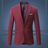Herren Sakko Slim Fit Anzugjacke für Business und Freizeit-Weinrot-S-Luzern Mode