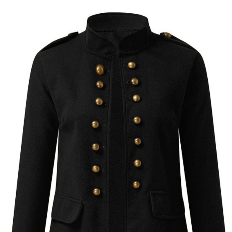 Damen Mantel im Militärstil mit Knopfleiste und Stehkragen-Luzern Mode