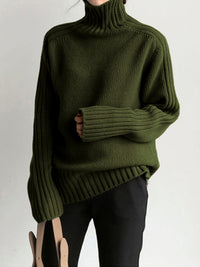 Damen Strickpullover mit Rollkragen für Herbst/Winter-Grün-XS-Luzern Mode