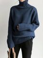 Damen Strickpullover mit Rollkragen für Herbst/Winter-Navy-XS-Luzern Mode