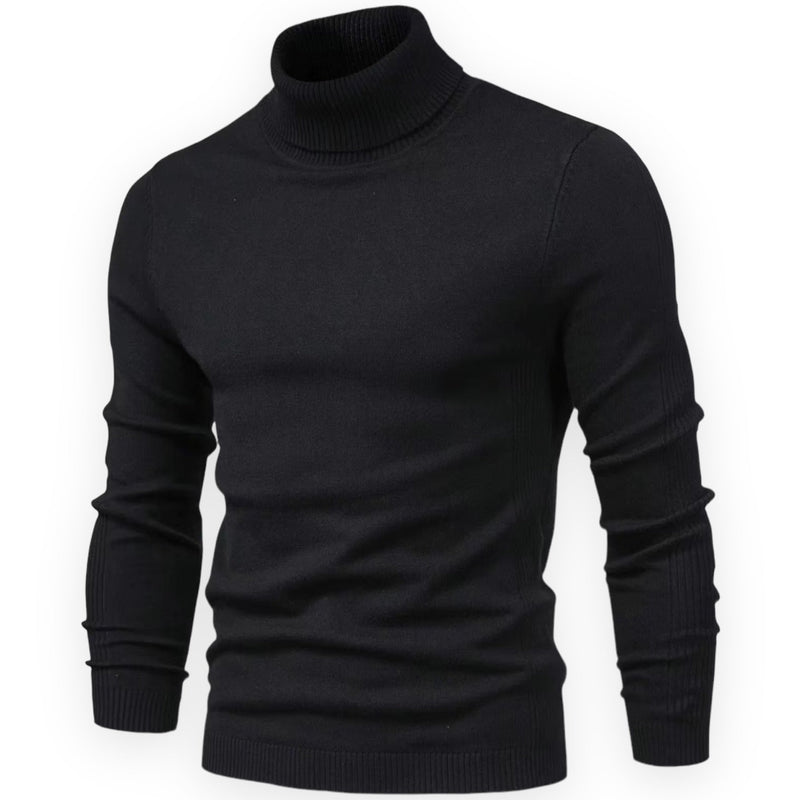 Herren Rollkragenpullover aus Kaschmir für kalte Tage-Schwarz-S-Luzern Mode