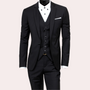 Herren Anzug 3-teilig Slim Fit Business Hochzeit Set-Schwarz-S-Luzern Mode