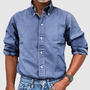 Herren Freizeithemd aus Baumwolle mit Knopfleiste-Blau-S-Luzern Mode