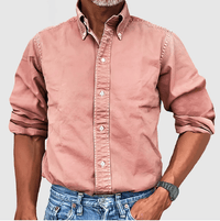Herren Freizeithemd aus Baumwolle mit Knopfleiste-Rosa-S-Luzern Mode