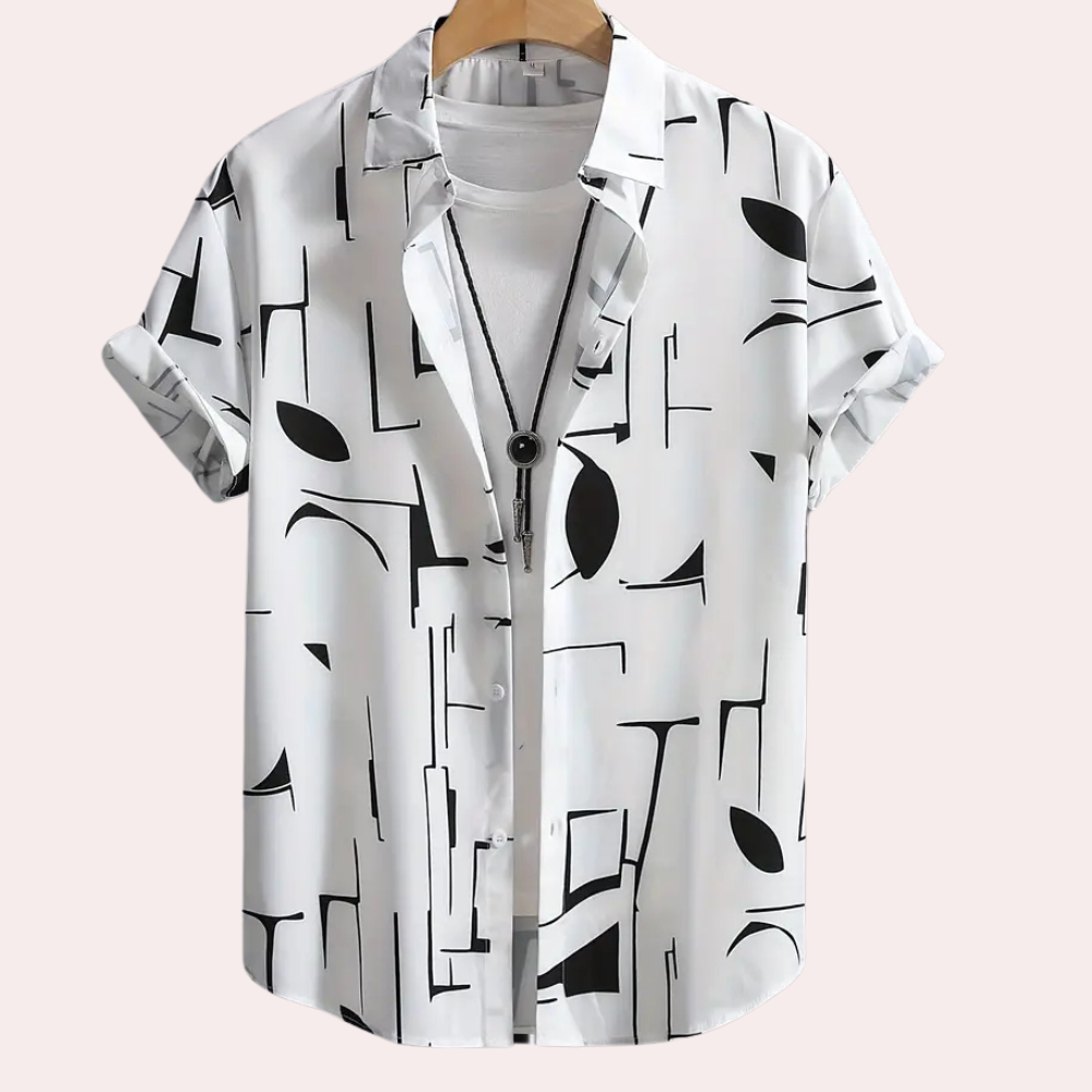 Herrenhemd mit Grafikdruck - Modernes Design Hemd-S-Luzern Mode