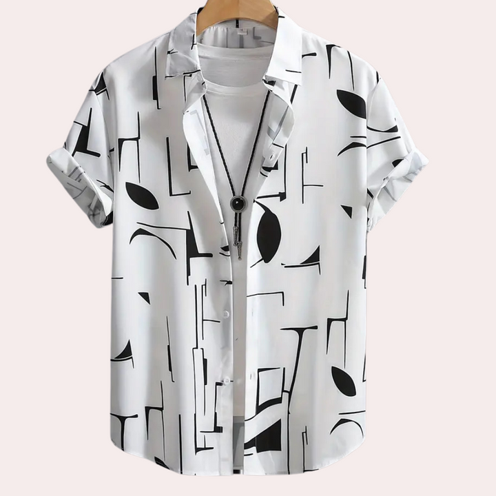 Herrenhemd mit Grafikdruck - Modernes Design Hemd-S-Luzern Mode