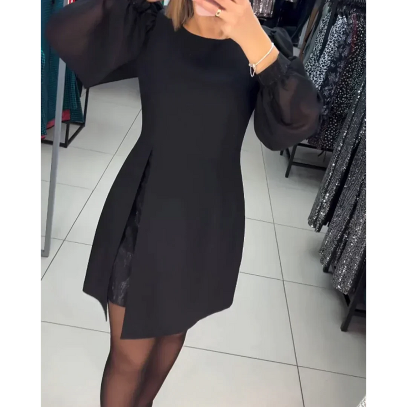 Elegantes Damenkleid mit langen Ärmeln für besondere Anlässe-S-Luzern Mode