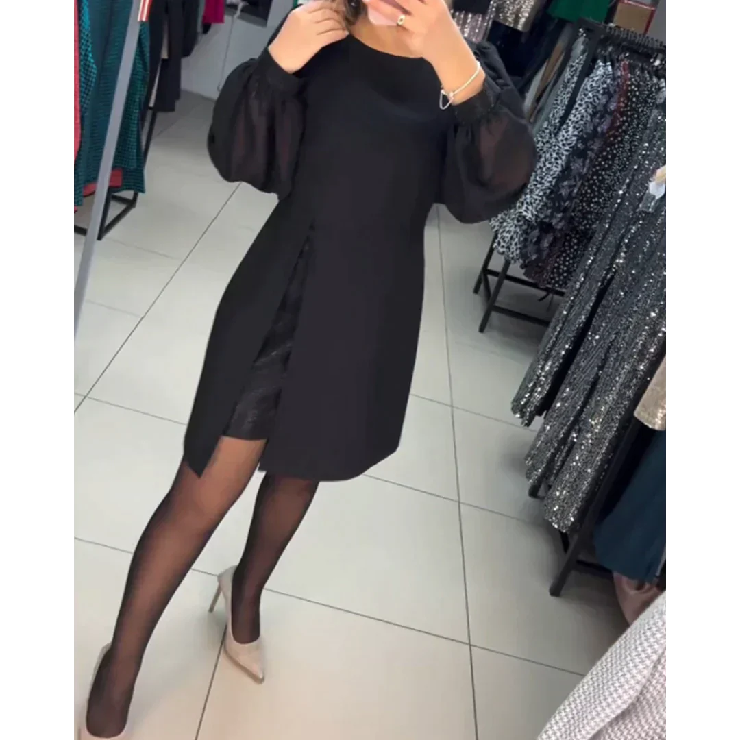 Elegantes Damenkleid mit langen Ärmeln für besondere Anlässe-Luzern Mode