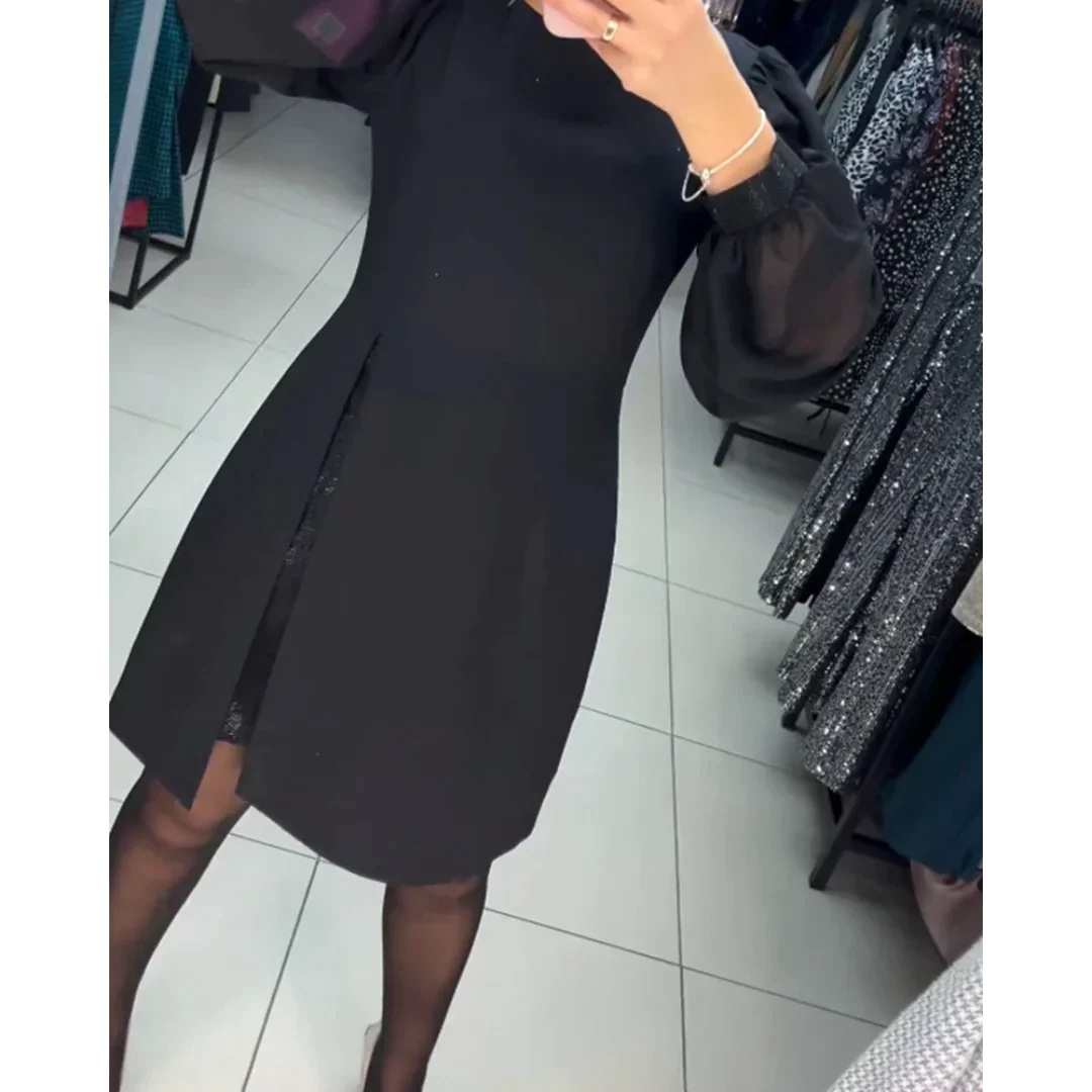 Elegantes Damenkleid mit langen Ärmeln für besondere Anlässe-Luzern Mode