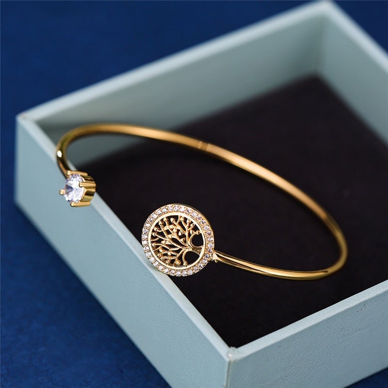 Damen-Armband | Lebensbaum | Verstellbar | Klassisch | Stilvoll-Gold-Luzern Mode