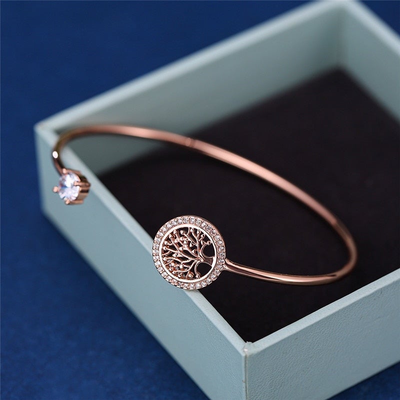 Damen-Armband | Lebensbaum | Verstellbar | Klassisch | Stilvoll-Roségold-Luzern Mode