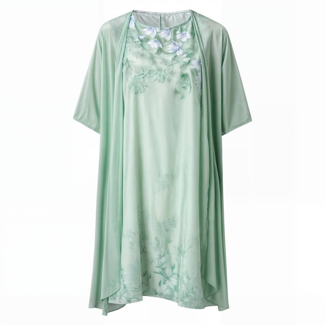 Kleid mit Blumenmuster | Knielang | Locker | Kurzarm | Rundhals-Luzern Mode