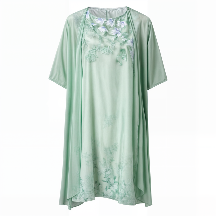 Kleid mit Blumenmuster | Knielang | Locker | Kurzarm | Rundhals-Luzern Mode