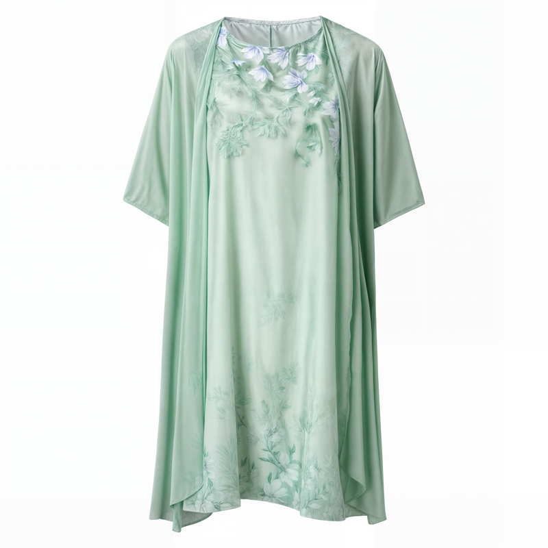 Kleid mit Blumenmuster | Knielang | Locker | Kurzarm | Rundhals-Luzern Mode