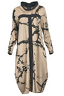 Langes Kleid | Lange Ärmel | Retro-Design | Runder Ausschnitt | Locker sitzend-Khaki-S-Luzern Mode