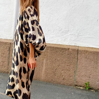 Leopardenmuster Maxikleid mit modischer Umhängetasche-Luzern Mode